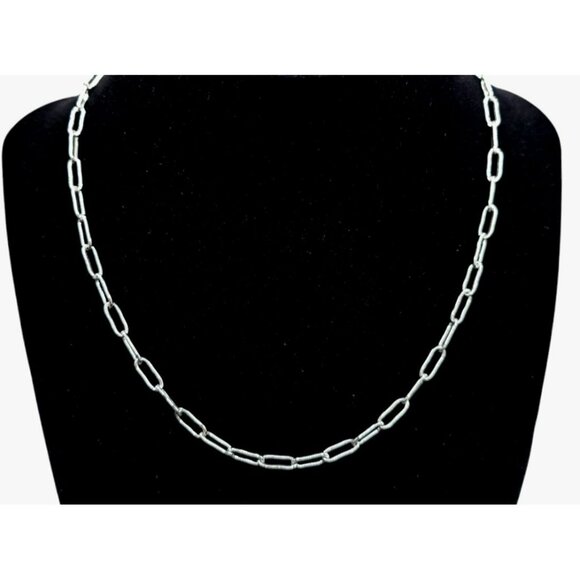 New Tocara Silver Link Necklace Stainless Steel Paperclip Chain Choker Clarisse - Picture 2 of 10
